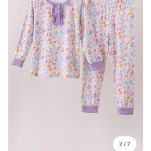 Floral Kids Pajamas with Purple Accents